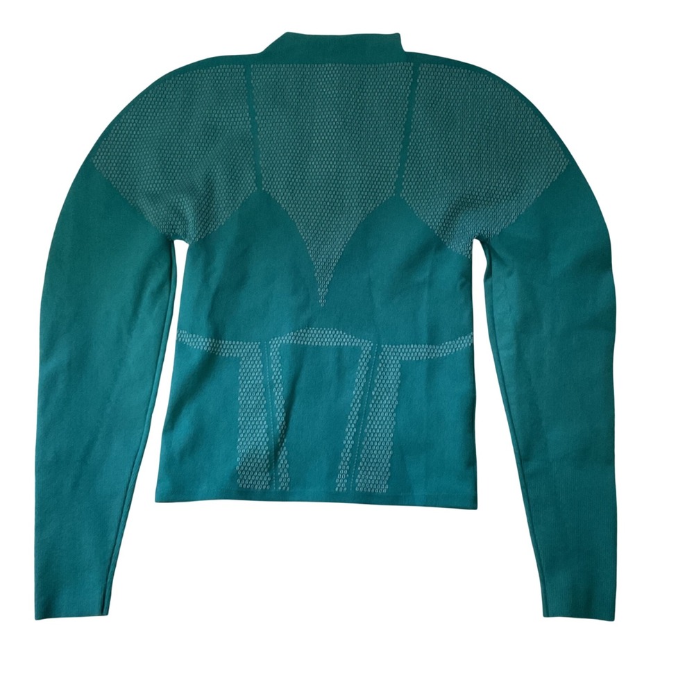 Fabletics Womens Teal Green Seamless Mock Neck Long‎ Sleeve Active Top Large